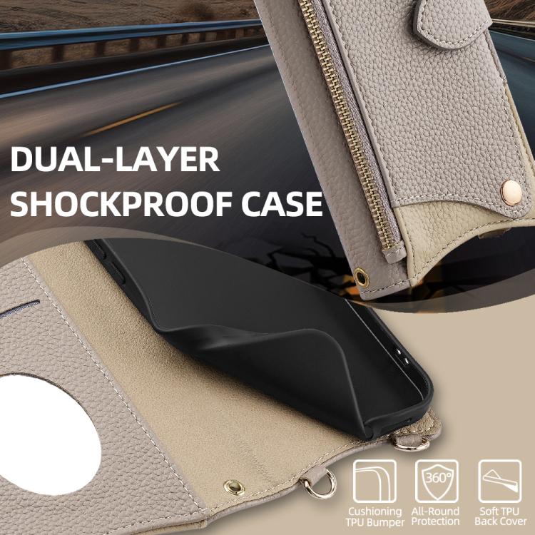 For Tecno Camon 30 Pro Crossbody Chain Fishtail Litchi Leather Phone Case(Grey) - Tecno Cases by PMC TechLife | Online Shopping South Africa | PMC TechLife | Buy Now Pay Later Mobicred