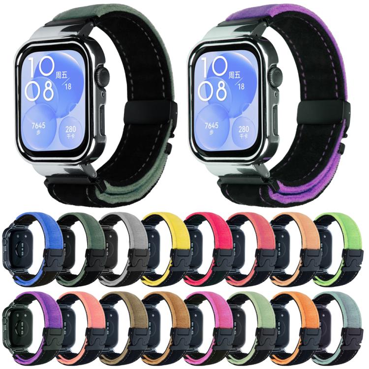 For Huawei Watch Fit3 Brushed Metal Silver Frame Watch Band(Black Orange) - free shipping - PMC TechLife - Order now!