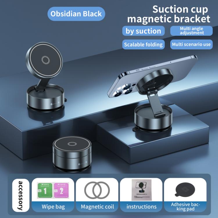 Q12 Foldable Vacuum MagSafe Magnetic Suction Cup Phone Holder(Black) - Universal Car Holders by PMc TechLife | Online Shopping South Africa | PMc TechLife | Buy Now Pay Later Mobicred
