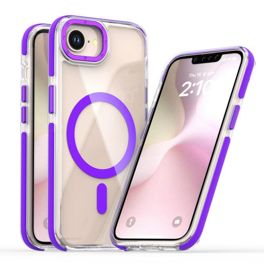 For iPhone 16e Dual-Color Clear Acrylic Hybrid TPU MagSafe Phone Case(Purple) - iPhone 16e Cases by PMC Jewellery | Online Shopping South Africa | PMC Jewellery | Buy Now Pay Later Mobicred