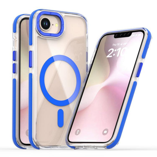 For iPhone 16e Dual-Color Clear Acrylic Hybrid TPU MagSafe Phone Case(Blue) - iPhone 16e Cases by PMC Jewellery | Online Shopping South Africa | PMC Jewellery | Buy Now Pay Later Mobicred