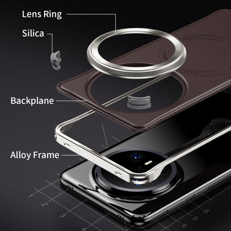 For Huawei Mate 70 Pro+ Metal Frameless MagSafe Leather Phone Case(Brown) - Huawei Cases by PMC TechLife | Online Shopping South Africa | PMC TechLife | Buy Now Pay Later Mobicred