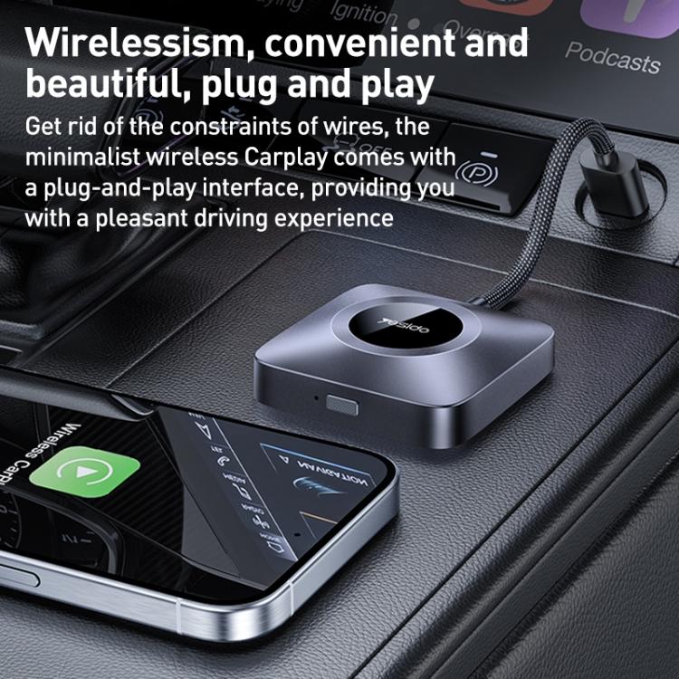 Yesido KM23 Wireless CarPlay with USB to Type-C Adapter(Grey) - free shipping - PMC TechLife - Order now!