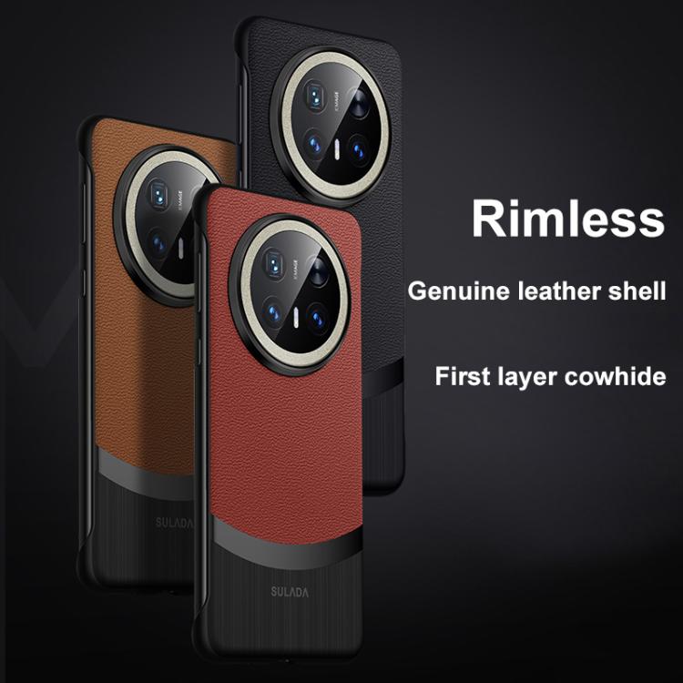 For Huawei Mate 70 SULADA Frameless Top Layer Cowhide Leather Hybrid PC Phone Case(Black) - Huawei Cases by SULADA | Online Shopping South Africa | PMC TechLife | Buy Now Pay Later Mobicred
