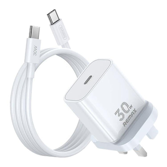 REMAX RP-U71 30W Type-C All-compatible GaN Charger with Data Cable, Plug:UK Plug(White) - USB Charger by REMAX | Online Shopping South Africa | PMC Jewellery | Buy Now Pay Later Mobicred