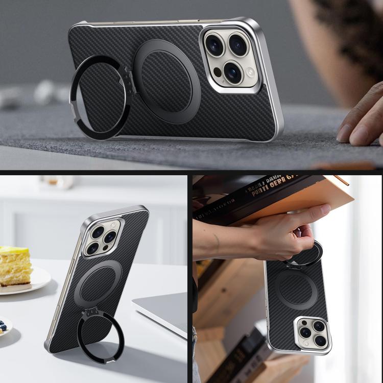 For iPhone 16 Plus SULADA Kevlar Texture MagSafe Magnetic Holder Phone Case(Purple) - iPhone 16 Plus Cases by SULADA | Online Shopping South Africa | PMC TechLife | Buy Now Pay Later Mobicred