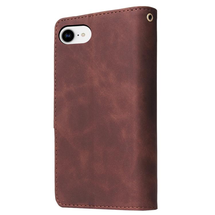 For iPhone 16e Multifunctional Multi-Card Wallet Phone Leather Case(Coffee) - iPhone 16e Cases by PMC TechLife | Online Shopping South Africa | PMC TechLife | Buy Now Pay Later Mobicred