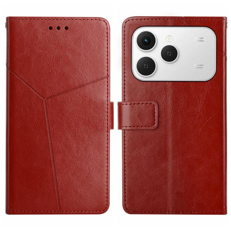 For Tecno Spark 40 4G Y-shaped Pattern Flip Leather Phone Case(Brown) - free shipping - PMC TechLife - Order now!