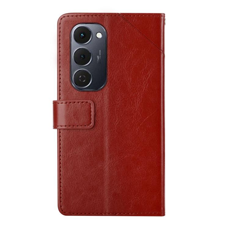For Tecno Spark 40 Pro+ 4G Y-shaped Pattern Flip Leather Phone Case(Brown) - free shipping - PMC TechLife - Order now!