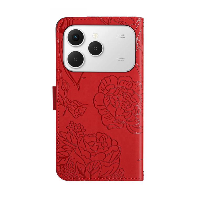 For Tecno Spark 40 4G Skin Feel Butterfly Embossed Flip Leather Phone Case(Red) - free shipping - PMC TechLife - Order now!