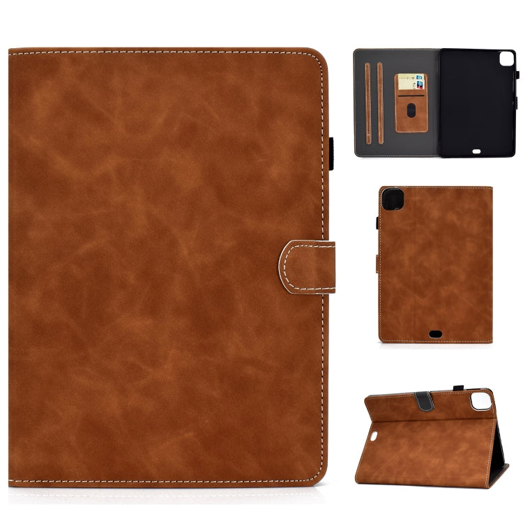 For iPad Air 2022 / 2020 10.9 Cowhide Texture Horizontal Flip Leather Case with Holder & Card Slots & Sleep / Wake-up Function(Brown) - iPad Air (2022) / (2020) 10.9 Cases by PMC Jewellery | Online Shopping South Africa | PMC Jewellery