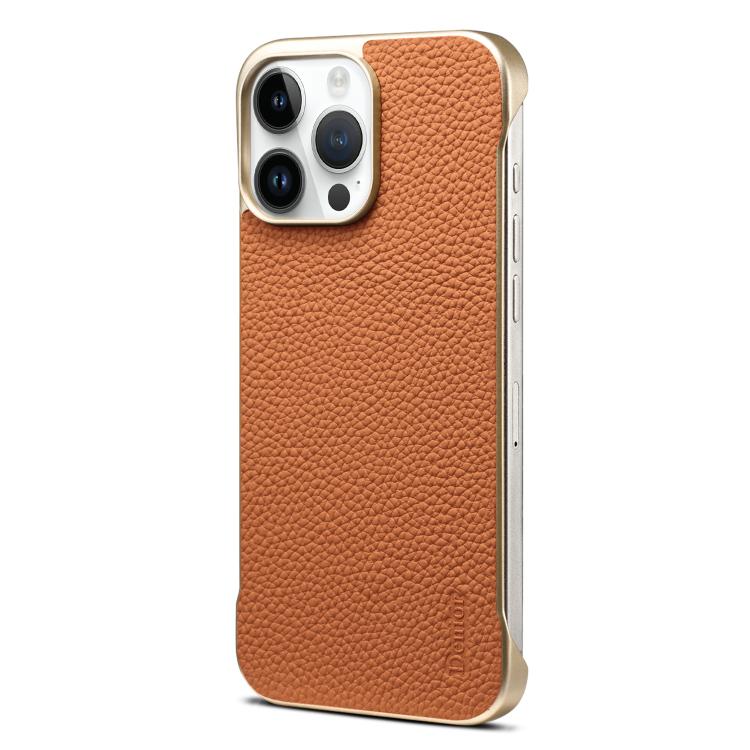 For iPhone 14 Pro Max Denior A20 Genuine Leather Litchi Texture MagSafe Frameless Phone Case(Brown) - free shipping - PMc TechLife - Order now!