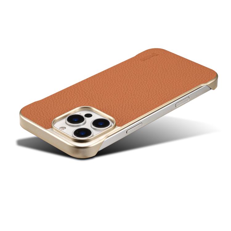 For iPhone 16 Plus Denior A20 Genuine Leather Litchi Texture MagSafe Frameless Phone Case(Brown) - free shipping - PMc TechLife - Order now!