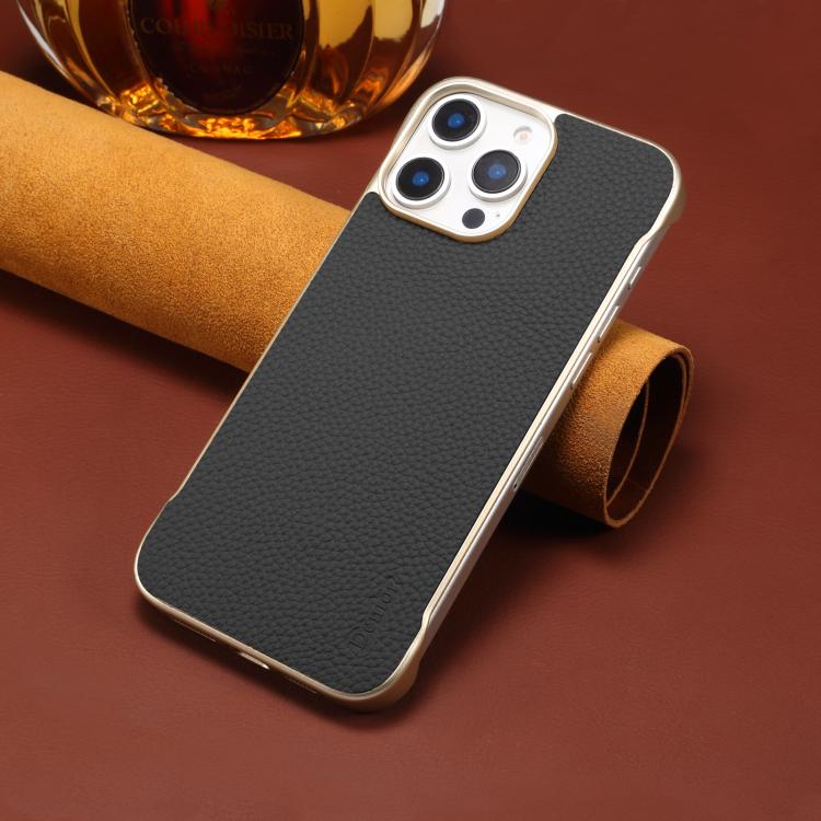 For iPhone 16 Pro Max Denior A20 Genuine Leather Litchi Texture MagSafe Frameless Phone Case(Black) - free shipping - PMc TechLife - Order now!