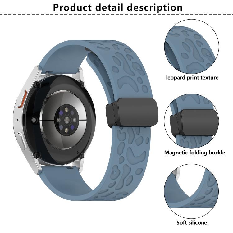 22mm Kalebol Universal Leopard Print Magnetic Folding Buckle Silicone Strap(Dark Blue) - 22mm Bands by Kalebol | Online Shopping South Africa | PMc TechLife | Buy Now Pay Later Mobicred