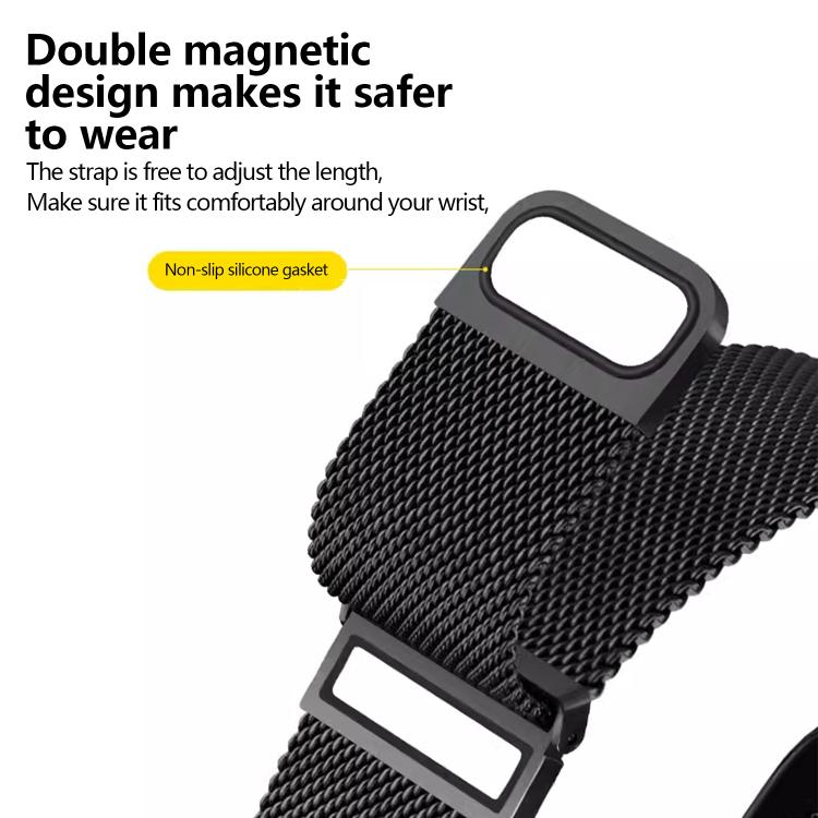 Kalebol 22mm Universal Loop Double Magnetic Buckle Milanese Strap(Black) - free shipping - PMc TechLife - Order now!