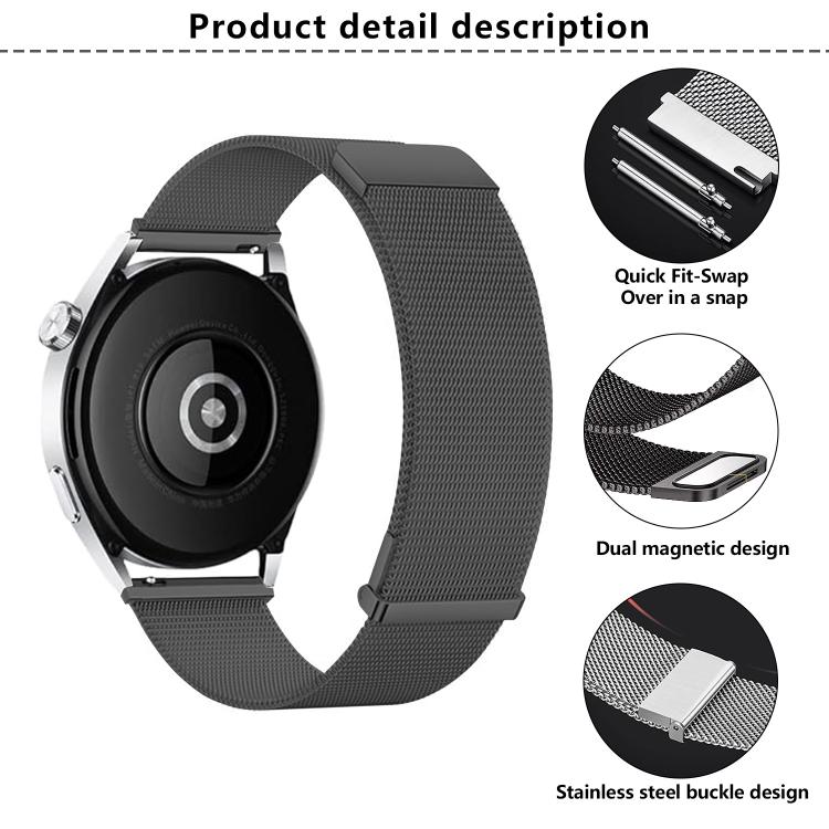 Kalebol 22mm Universal Loop Double Magnetic Buckle Milanese Strap(Black Red) - 20mm Bands by Kalebol | Online Shopping South Africa | PMc TechLife | Buy Now Pay Later Mobicred