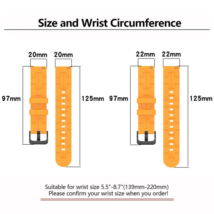 22mm Kalebol Solid Color Black Buckle Round Tail Silicone Watch Band(Yellow) - free shipping - PMc TechLife - Order now!
