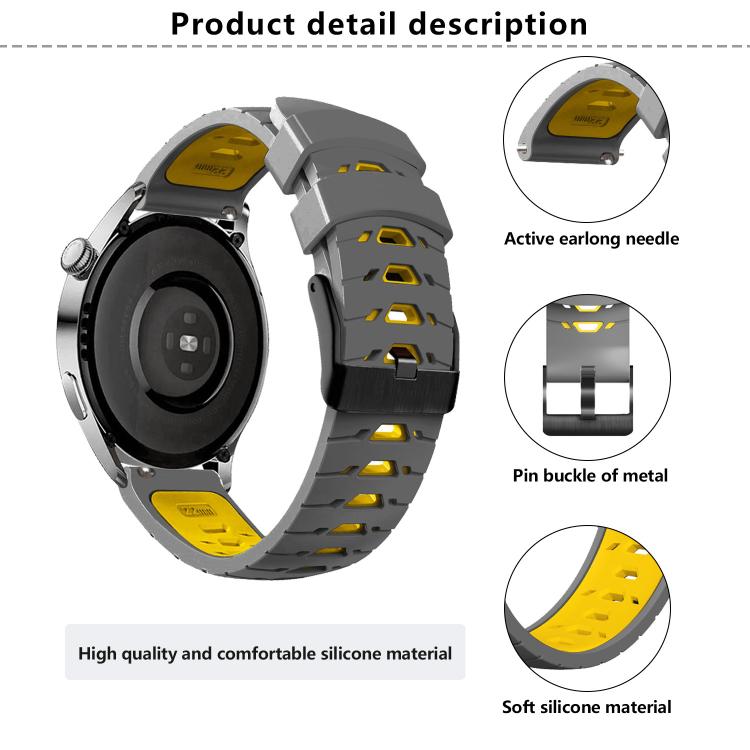Kalebol 20mm Universal Three Row Holes Silicone Watch Band(Black Orange) - free shipping - PMc TechLife - Order now!