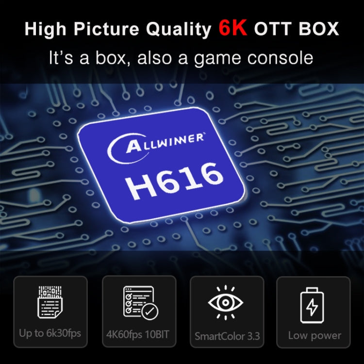 H96 Max 6K Ultra HD Smart TV Box with Remote Controller, Android 10.0, Allwinner H616 Quad Core ARM Cortex-A53, 4GB+64GB, Support TF Card / USBx2 / AV / HDMI / WIFI, US Plug - Allwinner H6 by PMC Jewellery | Online Shopping South Africa | PMC Jewellery | Buy Now Pay Later Mobicred