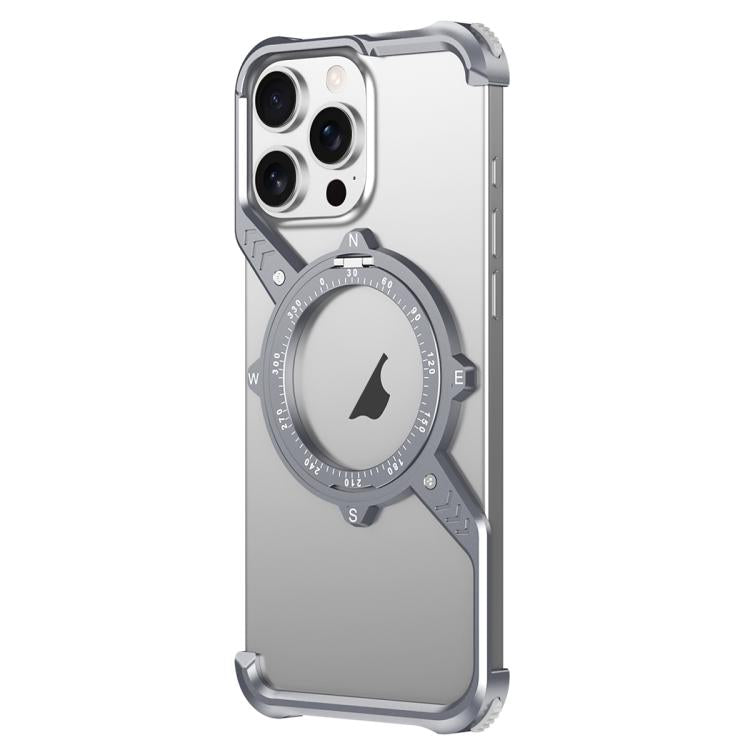 For iPhone 14 Pro Max S Shaped 360 Holder Airbag Frameless MagSafe Metal Phone Case(Space Gray) - free shipping - PMC TechLife - Order now!