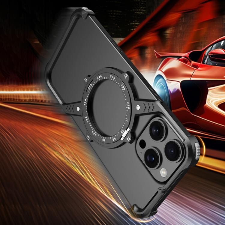 For iPhone 15 Pro S Shaped 360 Holder Airbag Frameless MagSafe Metal Phone Case(Space Gray) - free shipping - PMC TechLife - Order now!