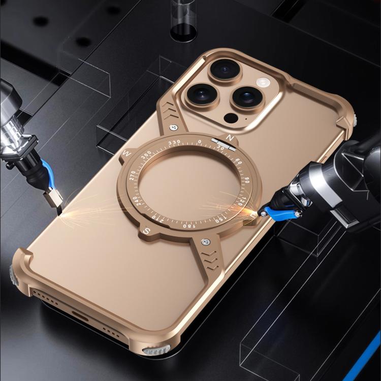 For iPhone 15 Pro Max S Shaped 360 Holder Airbag Frameless MagSafe Metal Phone Case(Black) - free shipping - PMC TechLife - Order now!
