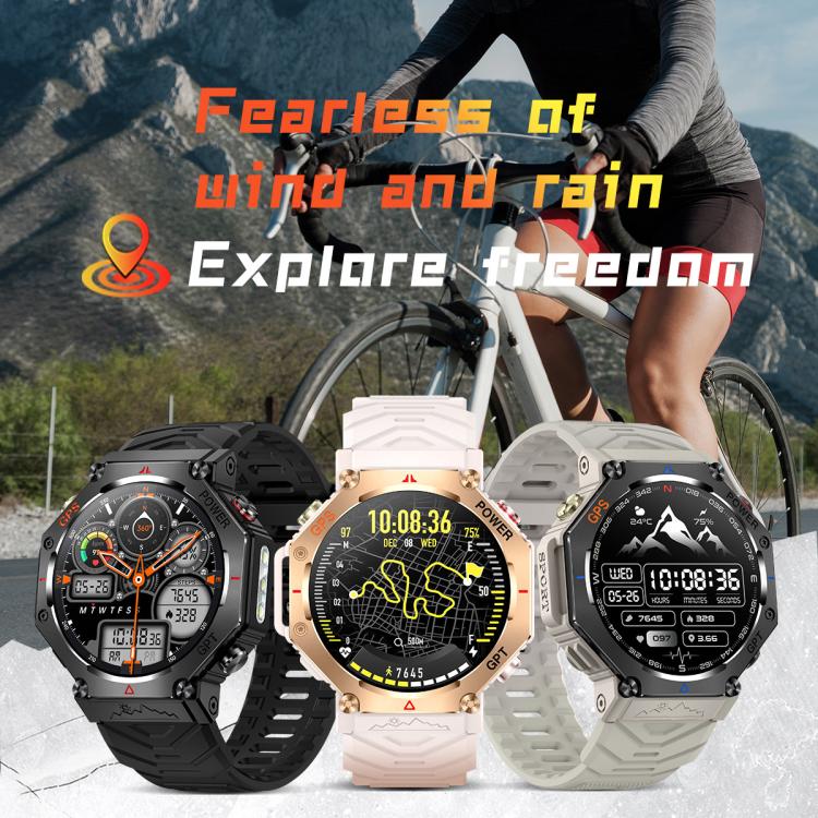 KC91 1.39 inch IPS Screen 3ATM Outdoor GPS Smart Watch with Flashlight(Pink) - Smart Watches by PMC TechLife | Online Shopping South Africa | PMC TechLife | Buy Now Pay Later Mobicred