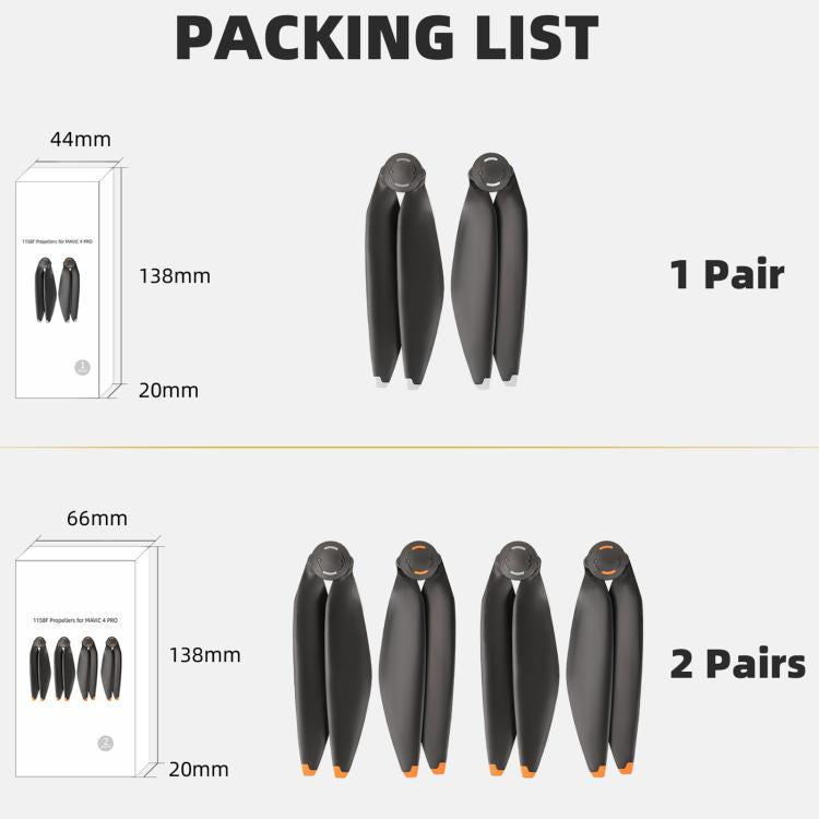 For DJI Mavic 4 Pro Sunnylife 1158F Quick-Release Propellers Blades, Type:One Pair(Orange Tip) - free shipping - PMC TechLife - Order now!