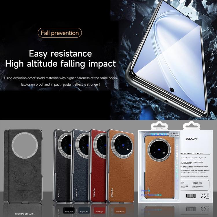 For vivo X Fold5 SULADA Frameless Top Layer Cowhide Leather PC Phone Case(Black) - free shipping - PMC TechLife - Order now!