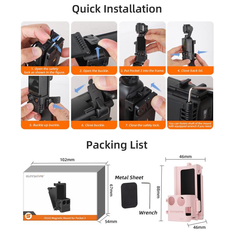 For DJI OSMO Pocket 3 Sunnylife Magnetic Mount 1/4 Adapter Cold Shoe Tabletop Base Bracket Angles Adjustable Multi Expansion Mount(Blue) - free shipping - PMC TechLife - Order now!