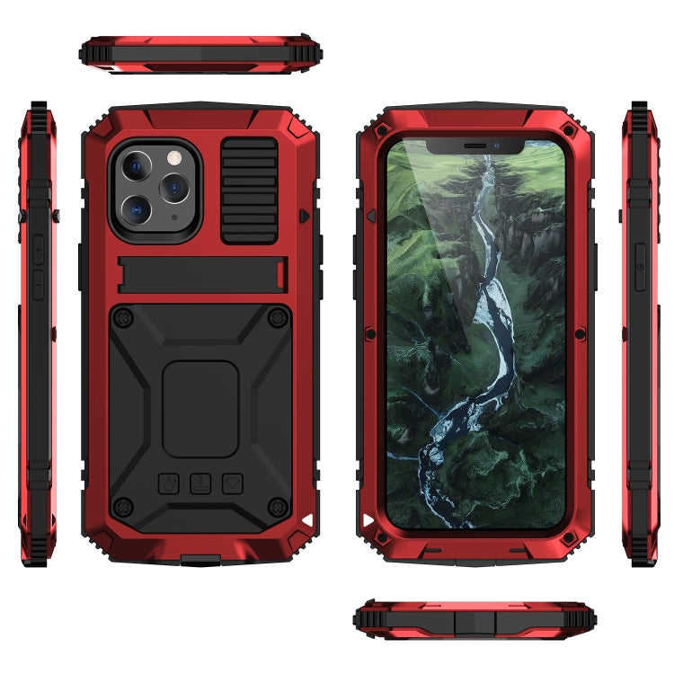 For iPhone 12 Pro Max R-JUST Shockproof Waterproof Dust-proof Metal + Silicone Protective Case with Holder(Red) - iPhone 12 Pro Max Cases by R-JUST | Online Shopping South Africa | PMC Jewellery