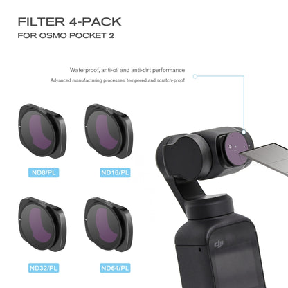 STARTRC 1108493 4 In 1 ND8PL + ND16PL + ND32PL + ND64PL Adjustable Lens Filter Set for DJI OSMO Pocket 2 - Lens Accessories by STARTRC | Online Shopping South Africa | PMC Jewellery | Buy Now Pay Later Mobicred