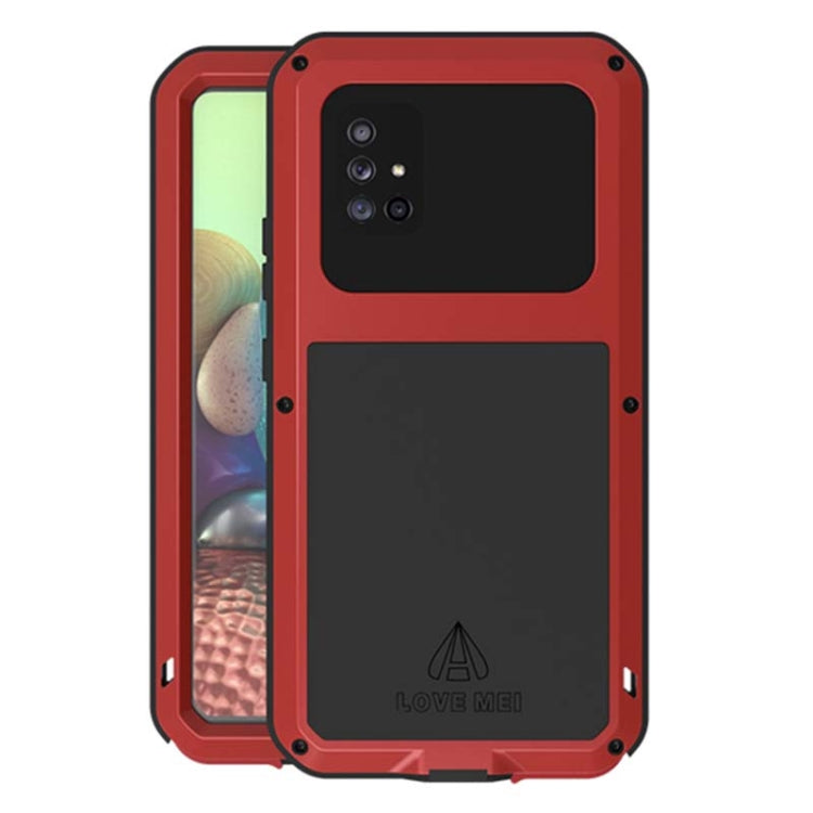 For Samsung Galaxy A71 5G LOVE MEI Metal Shockproof Waterproof Dustproof Protective Case with Glass(Red) - Galaxy Phone Cases by LOVE MEI | Online Shopping South Africa | PMC Jewellery