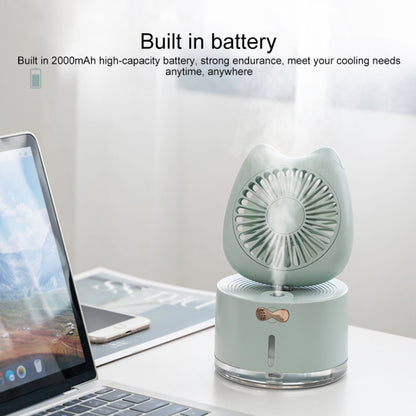 BD-MM1 Cat Shape Household Desktop Rechargeable Spray Humidifier Fan (White) - Electric Fans by PMC Jewellery | Online Shopping South Africa | PMC Jewellery | Buy Now Pay Later Mobicred