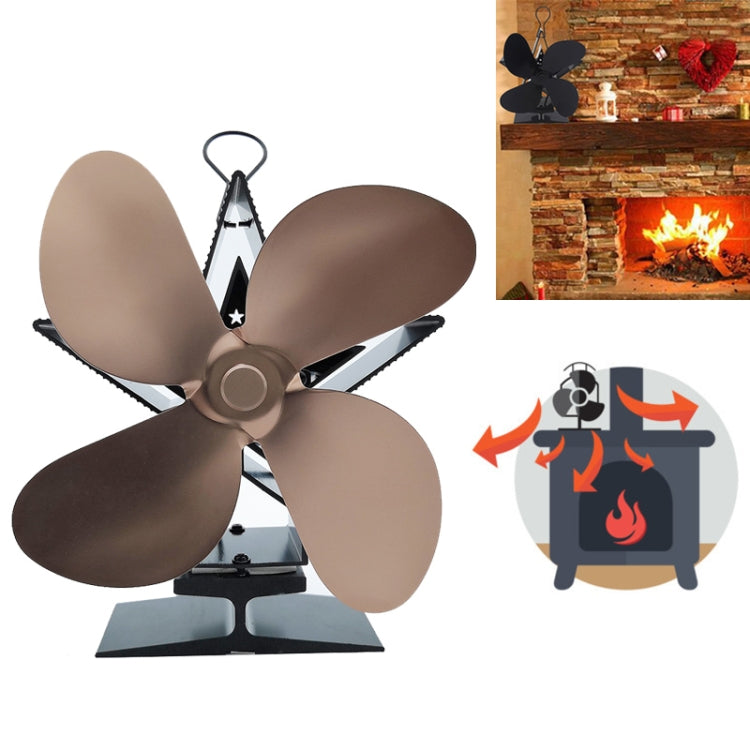 4-Blade Aluminum Heat Powered Fireplace Stove Fan (Bronze) - Fireplace Fan by PMC Jewellery | Online Shopping South Africa | PMC Jewellery | Buy Now Pay Later Mobicred