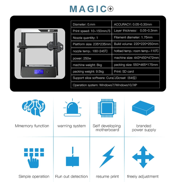 JGAURORA Magic 250W LCD Display Desktop 3D Printer with Knob Control - free shipping - PMc TechLife - Order now!