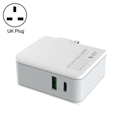 LDNIO A4403C 30W PD + Auto-id Foldable Fast Travel Charger with 1m 8 Pin Cable, UK Plug - USB Charger by LDNIO | Online Shopping South Africa | PMC Jewellery | Buy Now Pay Later Mobicred