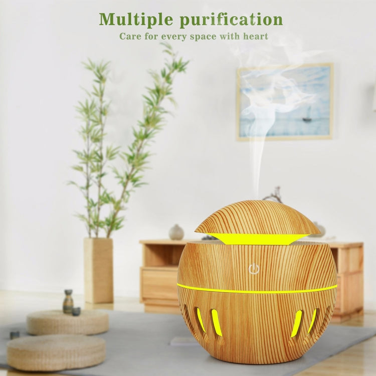 Wood Grain USB Hollowed-out Humidifier Seven Color Aromatherapy Lamp Automatic Alcohol Sprayer with Remote Control(White-3) - free shipping - PMC TechLife - Order now!