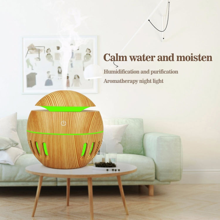 Wood Grain USB Hollowed-out Humidifier Seven Color Aromatherapy Lamp Automatic Alcohol Sprayer with Remote Control(White-3) - free shipping - PMC TechLife - Order now!