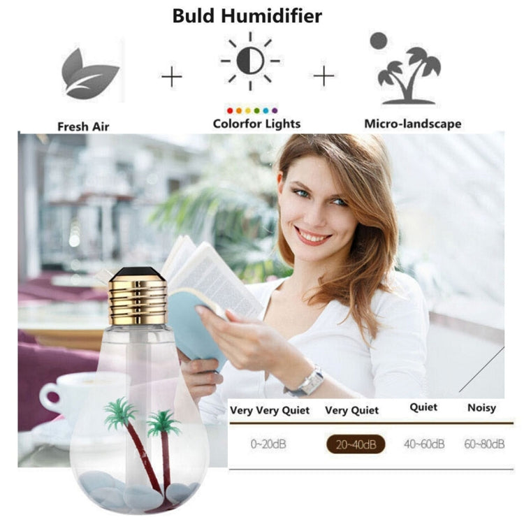 400ML Colorful Light Portable Bulb Shape Aromatherapy Air Purifier Humidifier for Home / Office / Car(Silver) - Air Purifiers & Accessories by PMC Jewellery | Online Shopping South Africa | PMC Jewellery | Buy Now Pay Later Mobicred