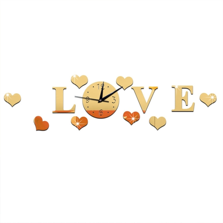 Creative LOVE Clock Acrylic Mirror DIY Wall Sticker(Gold) - DIY Clocks by PMc TechLife | Online Shopping South Africa | PMc TechLife | Buy Now Pay Later Mobicred