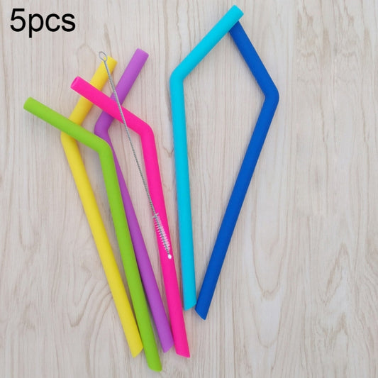 5pcs Food Grade Silicone Straws Cartoon Colorful Drink Tools with 1 Brush, Slim Bend Pipe, Length: 25cm, Outer Diameter: 7.8mm, Inner Diameter: 5mm, Random Color Delivery - Drinking Tools by PMC Jewellery | Online Shopping South Africa | PMC Jewellery