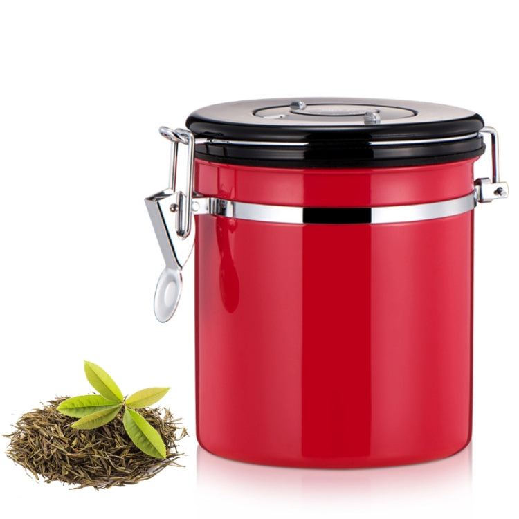 1200ml Stainless Steel Sealed Food Coffee Grounds Bean Storage Container with Built-in CO2 Gas Vent Valve & Calendar (Red) - Coffee Tools by PMC Jewellery | Online Shopping South Africa | PMC Jewellery | Buy Now Pay Later Mobicred