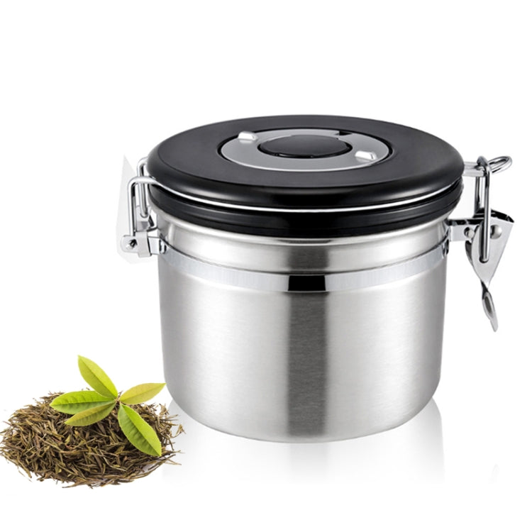 1200ml Stainless Steel Sealed Food Coffee Grounds Bean Storage Container with Built-in CO2 Gas Vent Valve & Calendar (Silver) - Coffee Tools by PMC Jewellery | Online Shopping South Africa | PMC Jewellery | Buy Now Pay Later Mobicred