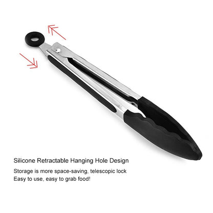 12 inch Silicone Non-slip Food Bread Barbecue BBQ Clip Tongs Kitchen Tools(Black) - Food Clips & Clips by PMC Jewellery | Online Shopping South Africa | PMC Jewellery | Buy Now Pay Later Mobicred