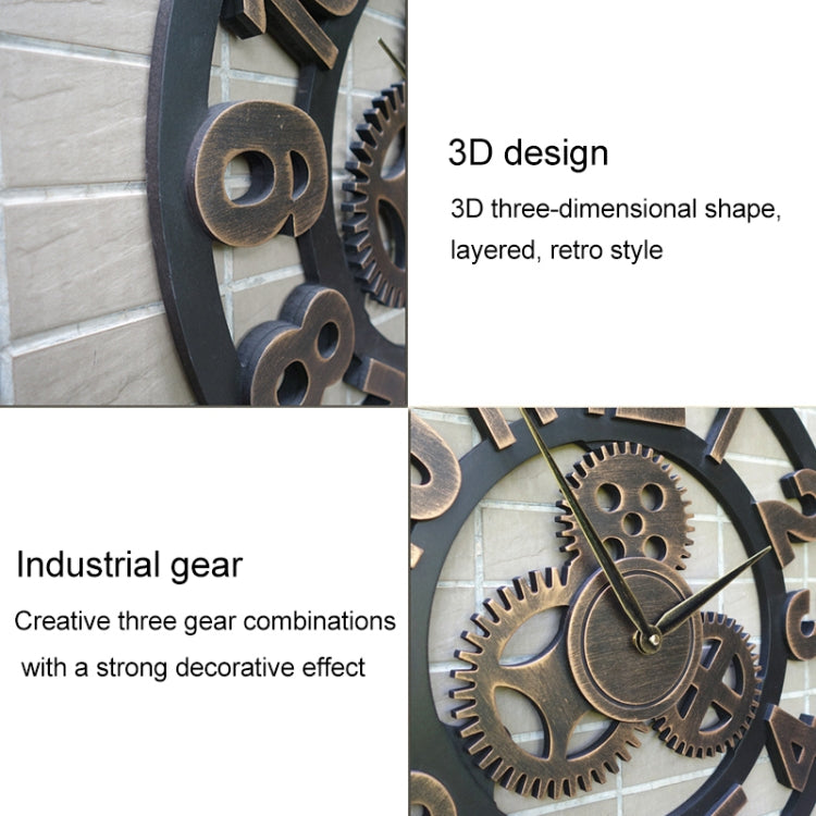 Retro Wooden Round Single-sided Gear Clock Rome Number Wall Clock, Diameter: 30cm(Silver) - Wall Clock by PMc TechLife | Online Shopping South Africa | PMc TechLife | Buy Now Pay Later Mobicred