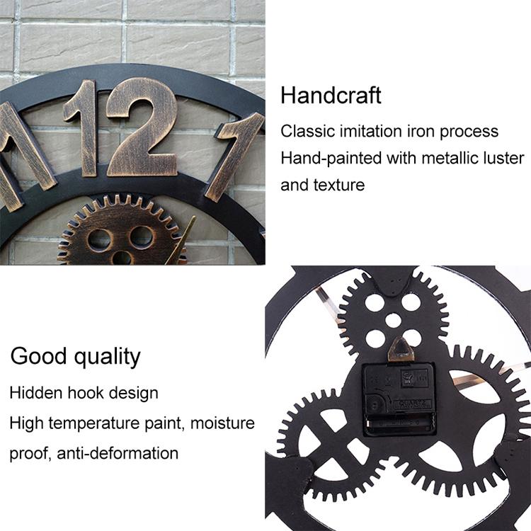 Retro Wooden Round Single-sided Gear Clock Arabic Number Wall Clock, Diameter: 35cm (Silver) - free shipping - PMC TechLife - Order now!