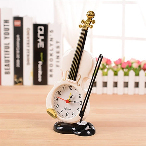 Multi-functional Originality Violin Electronics Pointer Alarm Clock with Pen Holder (White) - Alarm Clocks by PMC Jewellery | Online Shopping South Africa | PMC Jewellery | Buy Now Pay Later Mobicred