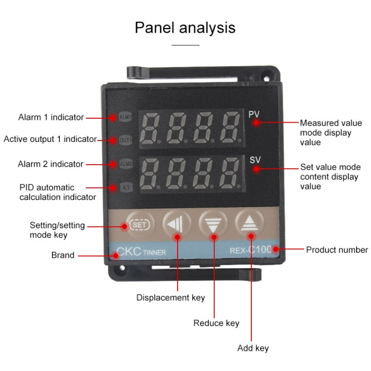 REX-C100 Thermostat + Thermocouple + SSR-40 DA Solid State Module Intelligent Temperature Control Kit - Components Kits by PMC Jewellery | Online Shopping South Africa | PMC Jewellery